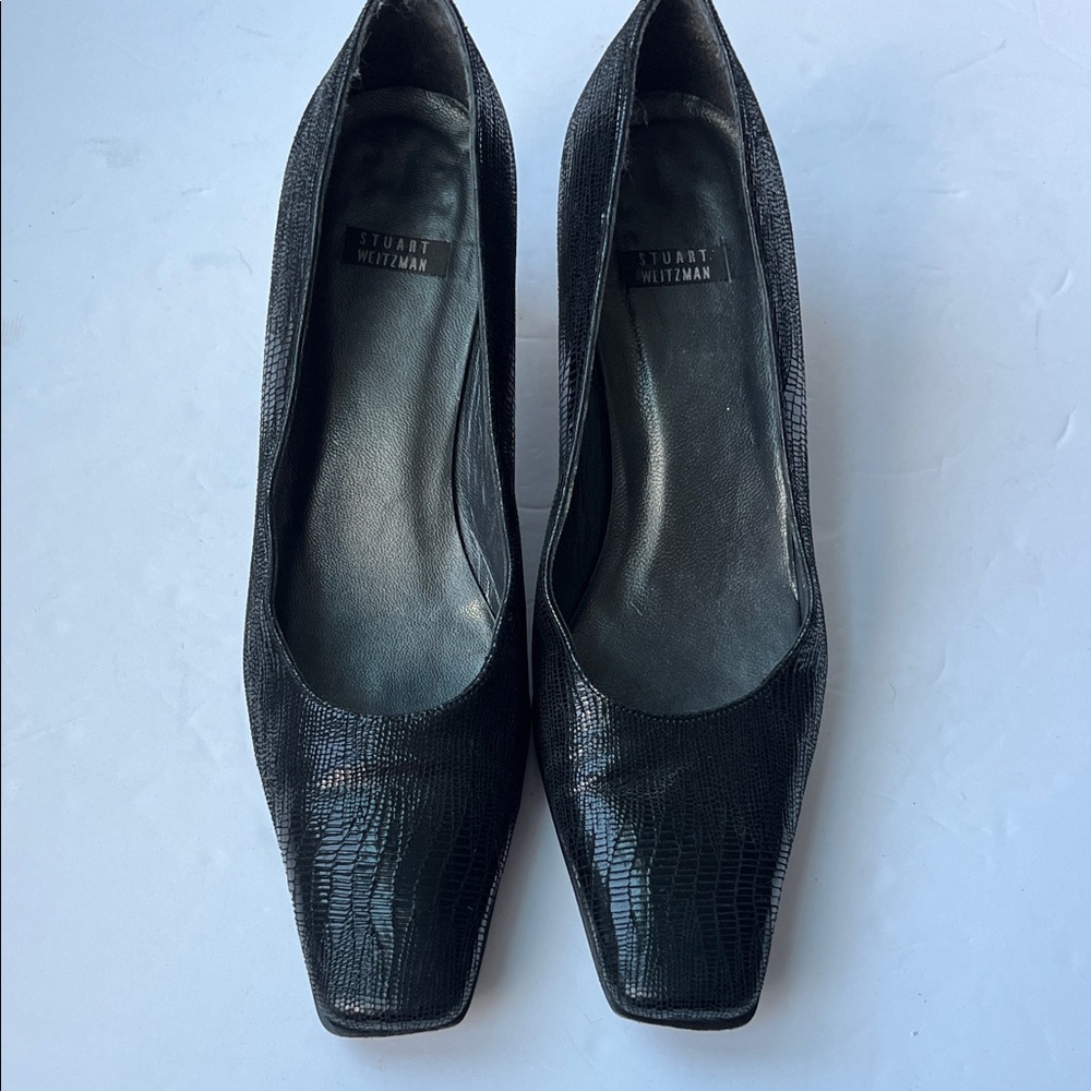 Stuart Weitzman Pump Women's Closed Toe Heels Shoes Faux Leather Black Size 7 🟡